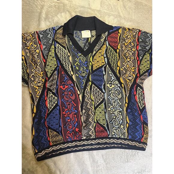 Coogi Australia Collared Sweater Size Large Multicolor 3D Knit Pullover 74095 - Picture 13 of 16